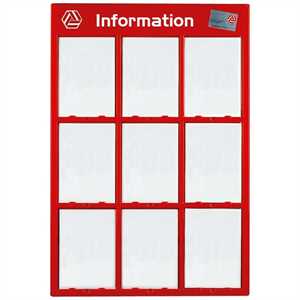 Billig stor info talvle plads til 9 x A4 rød Info modul